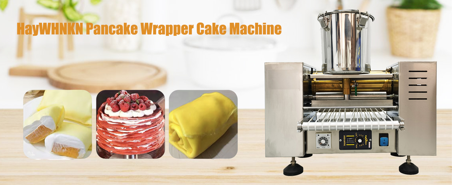 Pancake Wrapper Cake Machine Commercial Mille Crepe Cake Maker 6.3inch Layer Cake Making Machine Durian Mango Mille-feuille Maker 0.7mm-1.5mm Adjustable Thickness 110V 2.2KW - Cooked Tortilla Machine - 9