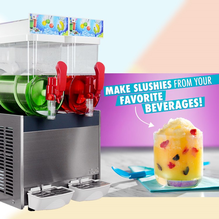 Free Shipping Express to Door 110 V 60 Hz 15 Litres x2 Bowls Frozen Beverage Dispenser Ice Slushy Slush Machine - Slush Machine - 1