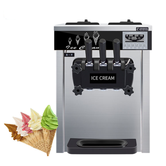 Table Top High Quality High Efficiency Soft Ice Cream Machine 3-Flavor Frozen Ice Cream Yogurt Maker With 25-28L/H