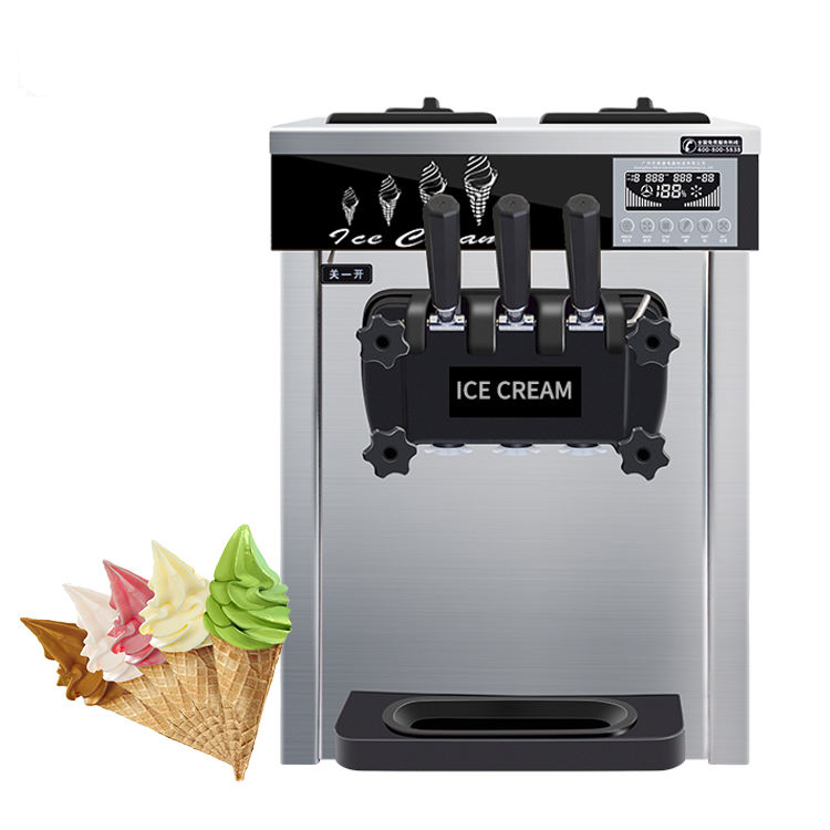 R410a or R404a High Quality High Efficiency Soft Ice Cream Machine 3-Flavor Frozen Ice Cream Yogurt Maker With 25-28L/H - Soft Ice Cream Machine - 1