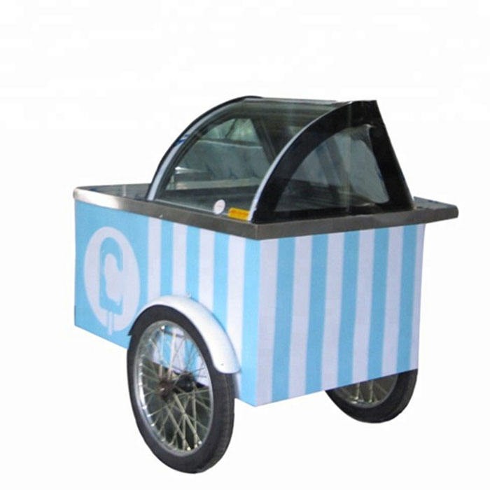 Fashion Italian Gelato Ice Cream Mobile Push Popsicle Showcase Freezers Vending Cart for outdoor - ice cream cart - 4