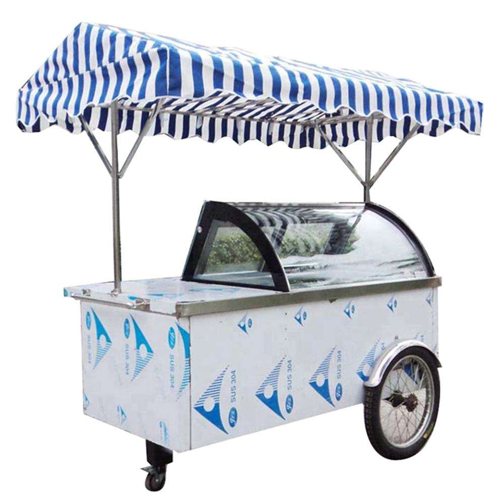 Fashion Italian Gelato Ice Cream Mobile Push Popsicle Showcase Freezers Vending Cart for outdoor - ice cream cart - 5