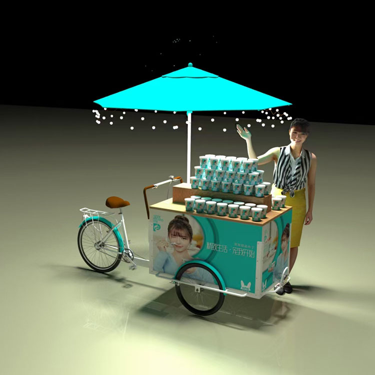 New Design Ice Cream Push Cart Mobile Outdoor Juices and Ice Cream Vending Kiosk Trailer Retail Fast Food Cart Store Truck - ice cream cart - 7