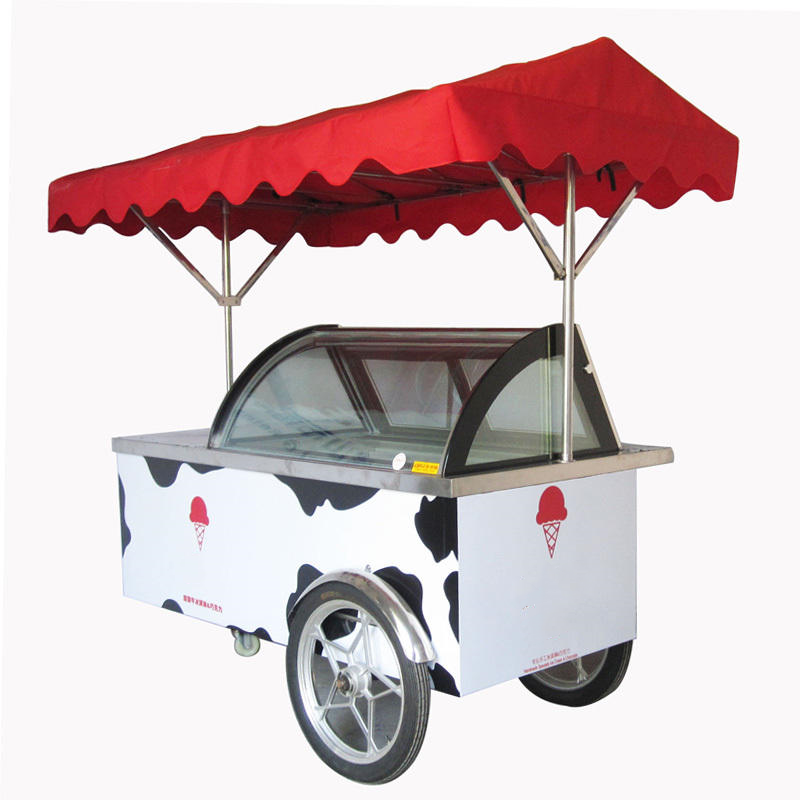Fashion Italian Gelato Ice Cream Mobile Push Popsicle Showcase Freezers Vending Cart for outdoor - ice cream cart - 6