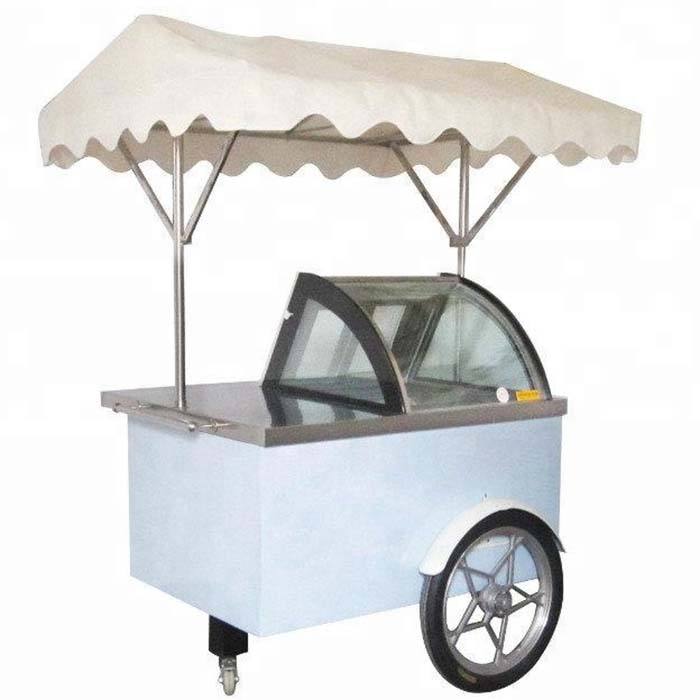 Fashion Italian Gelato Ice Cream Mobile Push Popsicle Showcase Freezers Vending Cart for outdoor - ice cream cart - 9